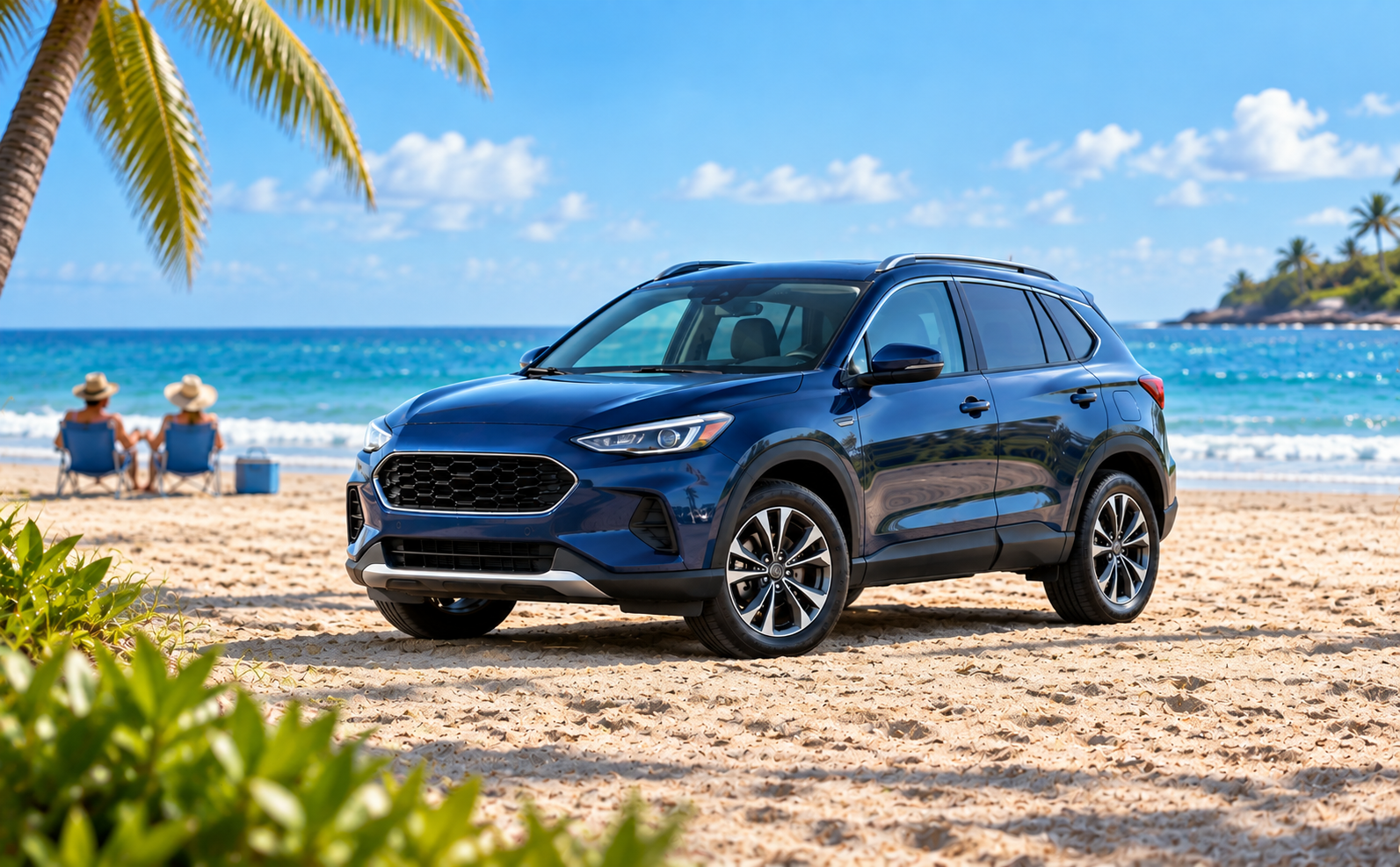 Blue crossover parked in the Florida sunshine